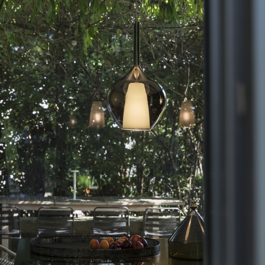 Ideal Lux - Żyrandol na przewodzie KALIQUE 1xE27/42W/230V Ø 18 cm dymowo-czarny