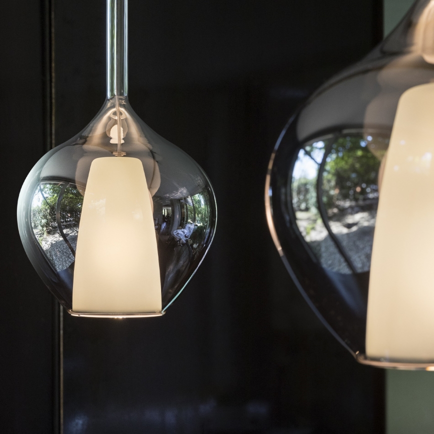 Ideal Lux - Żyrandol na przewodzie KALIQUE 1xE27/42W/230V Ø 18 cm dymowo-czarny