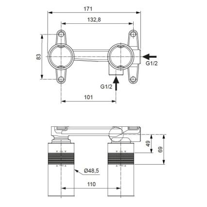 Ideal Standard A1313NU - Element montażowy do baterii umywalkowej podtynkowej, niebieski