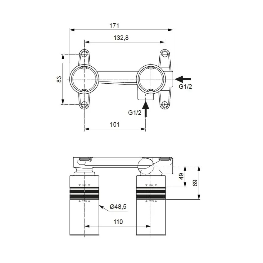 Ideal Standard A1313NU - Element montażowy do baterii umywalkowej podtynkowej, niebieski