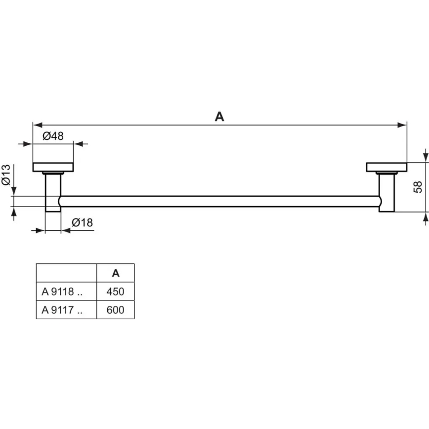 Ideal Standard A9117AA - Wieszak ścienny na ręczniki IOM 60 cm, chrom błyszczący
