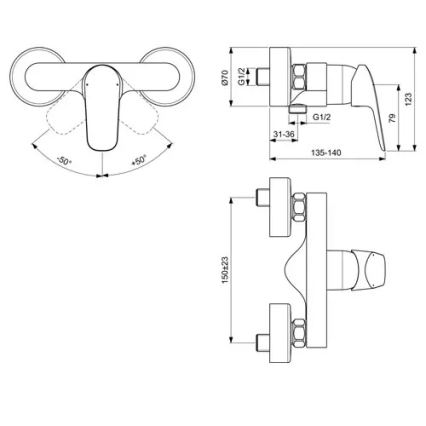 Ideal Standard B1720AA - Bateria prysznicowa CERAFLEX, chrom błyszczący