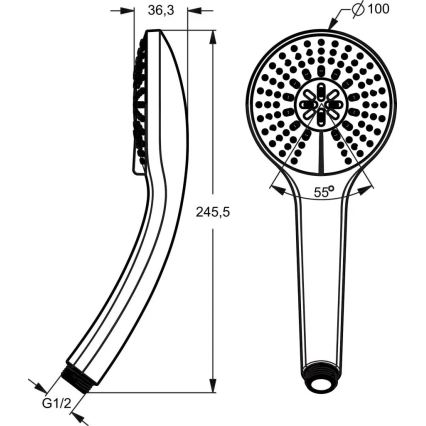 Ideal Standard B9403AA - Słuchawka prysznicowa IDEALRAIN, chrom błyszczący
