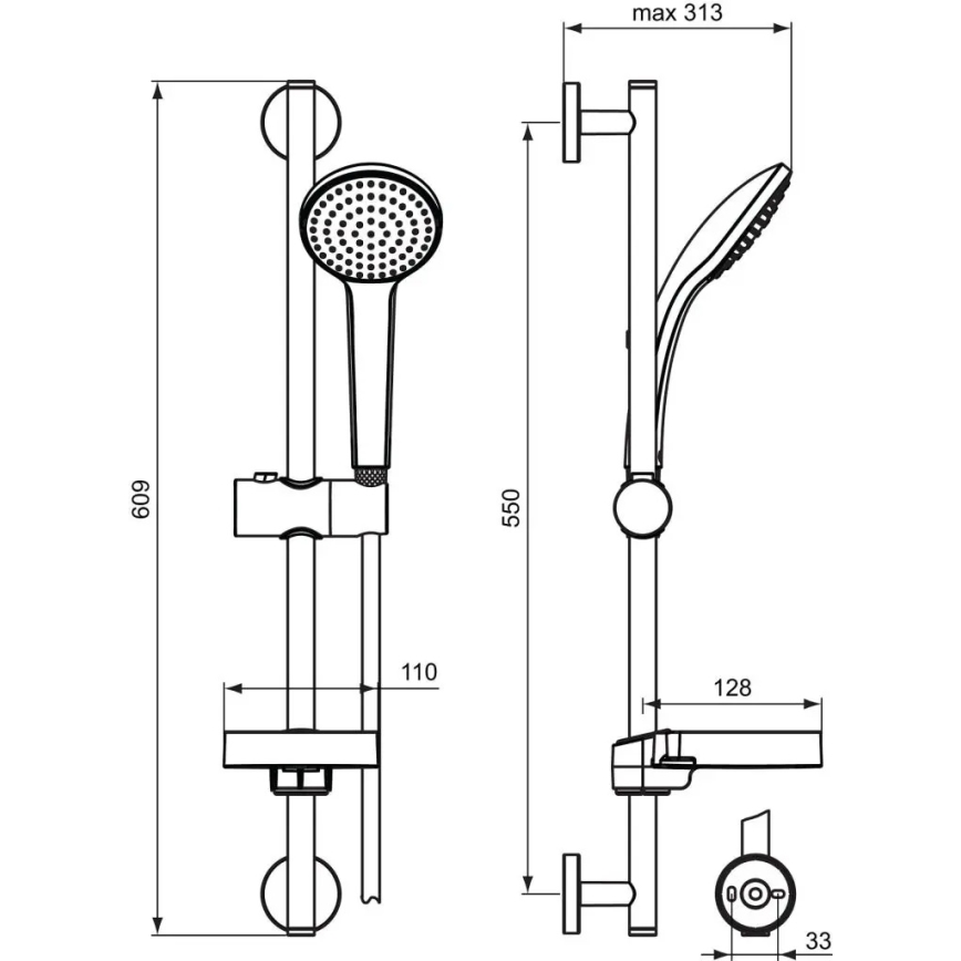 Ideal Standard B9412AA - Zestaw prysznicowy IDEALRAIN, błyszczący chrom