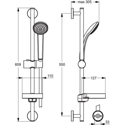 Ideal Standard B9501AA - Zestaw prysznicowy IDEALRAIN błyszczący chrom