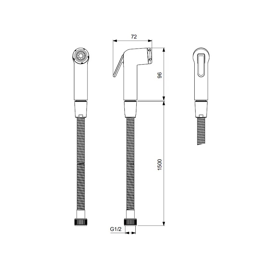 Ideal Standard BC180AA - Ręczna słuchawka bidetowa IDEALSPRAY 150 cm błyszczący chrom