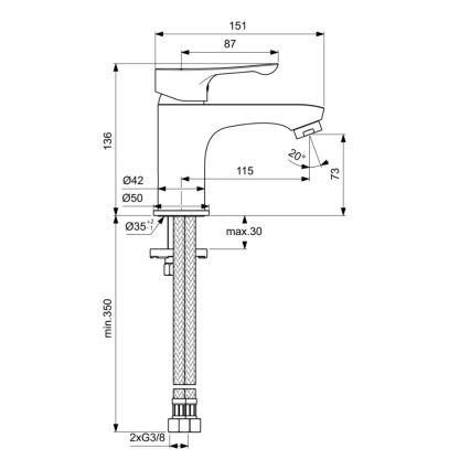 Ideal Standard BC552AA - bateria umywalkowa ALPHA 13,6 cm błyszczący chrom