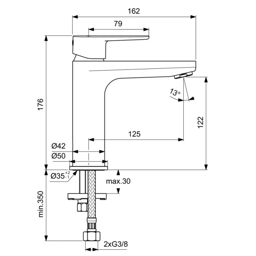 Ideal Standard BC554AA - Bateria umywalkowa CERAFINE MODEL O 17,6 cm chrom błyszczący
