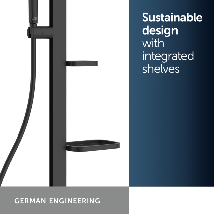 Ideal Standard BD583XG - Zestaw prysznicowy z baterią CERATHERM ALU+, czarny mat