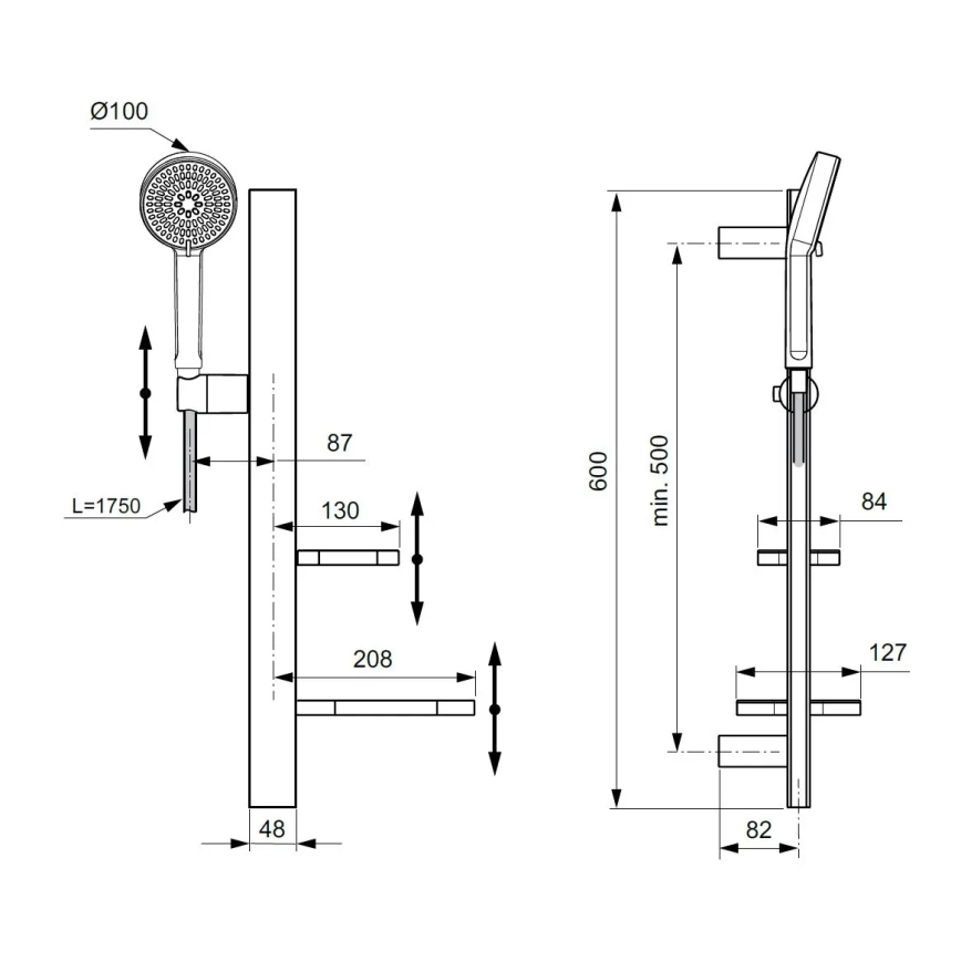 Ideal Standard BD586XG - Zestaw prysznicowy IDEALRAIN ALU+ matowa czerń