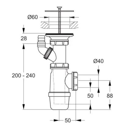 Ideal Standard D5870AA - Sifon do zlewu, chrom błyszczący