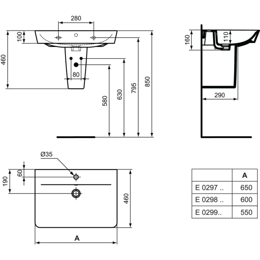 Ideal Standard E029901 - Umywalka wisząca CONNECT AIR 55x46 cm ceramika/biała