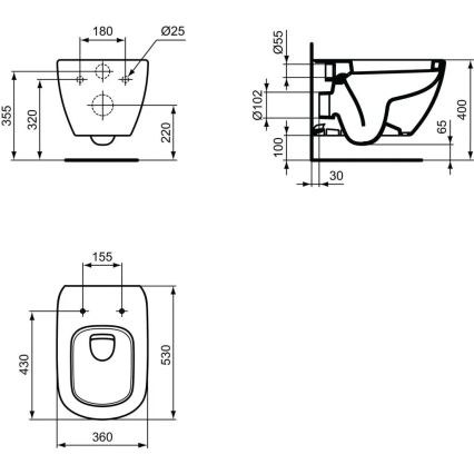 Ideal Standard T007801 - Miska WC wisząca TESI ceramika/biała