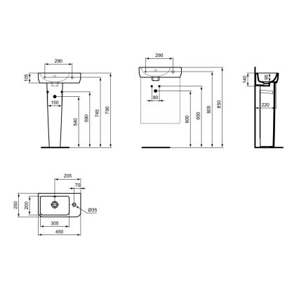 Ideal Standard T458601 -  Umywalka wisząca I.LIFE S 45x25 cm ceramika/biała