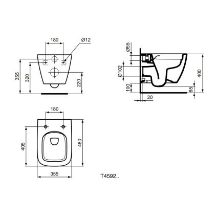 Ideal Standard T459201 - Wisząca miska WC Rimless I.LIFE S ceramika/biała