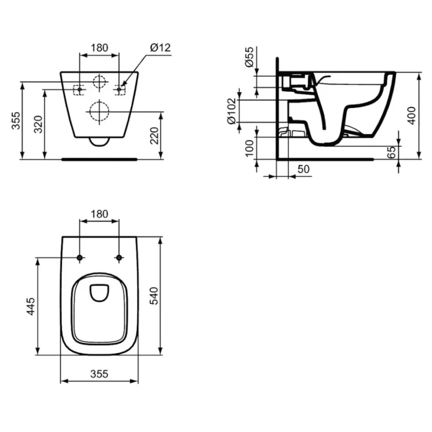 Ideal Standard T461401 - WC wiszące bezrantowe I.LIFE B ceramika/biała