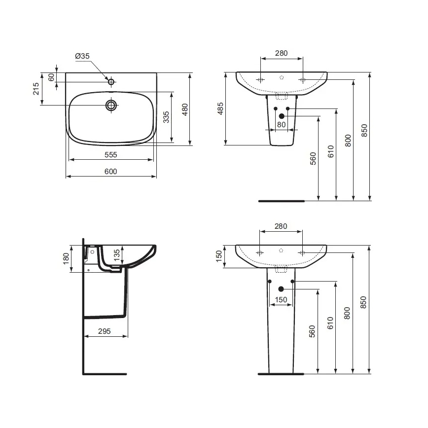 Ideal Standard T470501 - Umywalka wisząca I.LIFE A 60x48 cm ceramika/biała