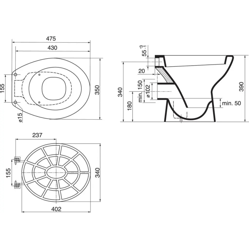 Ideal Standard VV612000 - Plastikowa kratka do zlewu 34x40,2 cm szara