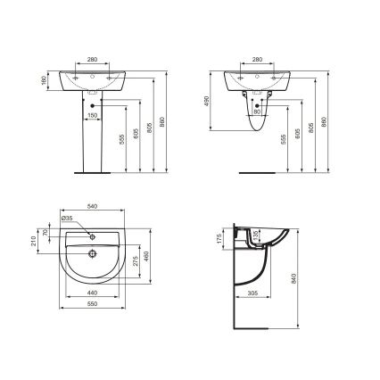 Ideal Standard W332601 - Umywalka wisząca EUROVIT 55x46 cm ceramika/biała