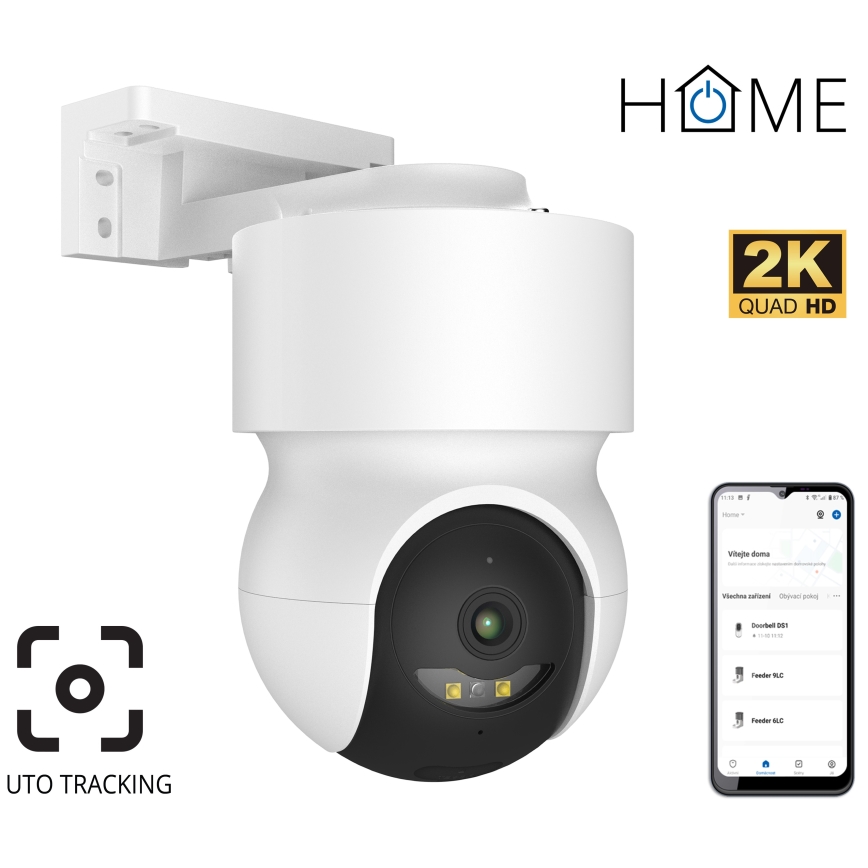 Inteligentna zewnętrzna kamera 2K z czujnikiem ruchu, 12V, IP65, Wi-Fi, biała