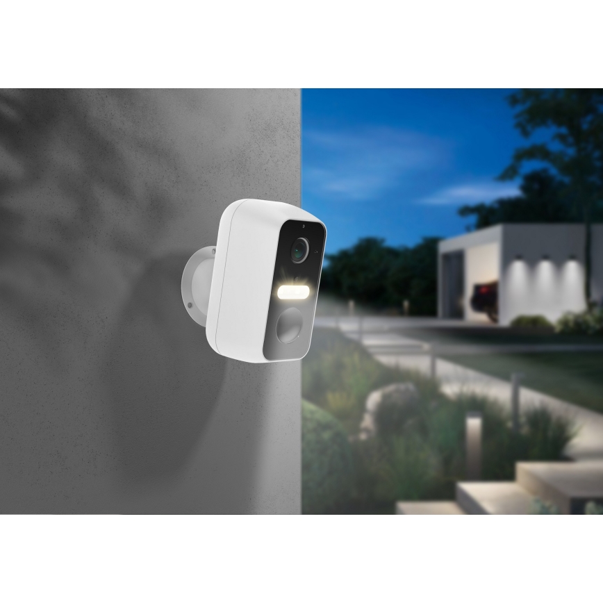 Inteligentna zewnętrzna kamera z czujnikiem ruchu 2K 9600 mAh IP65 Wi-Fi Tuya biała