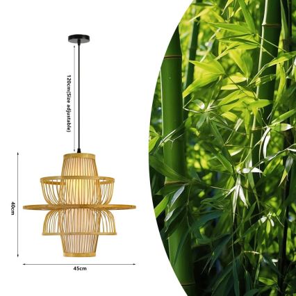 Żyrandol na lince PINCHOS 1xE27/40W/230V śr. 45 cm bambus