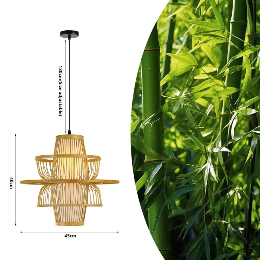 Żyrandol na lince PINCHOS 1xE27/40W/230V śr. 45 cm bambus