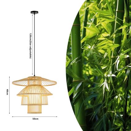 Żyrandol na lince PINCHOS 1xE27/40W/230V śr. 50 cm bambus