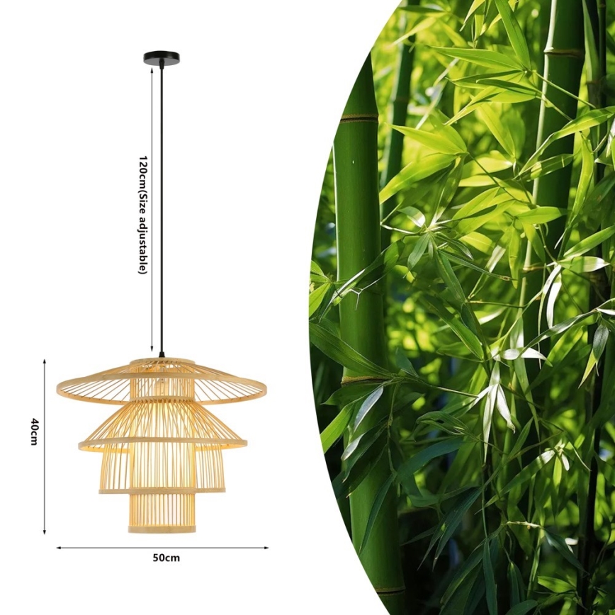 Żyrandol na lince PINCHOS 1xE27/40W/230V śr. 50 cm bambus