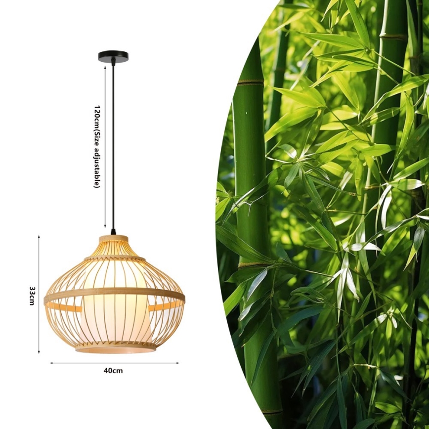 Żyrandol na lince PINCHOS 1xE27/40W/230V śr. 40 cm bambus