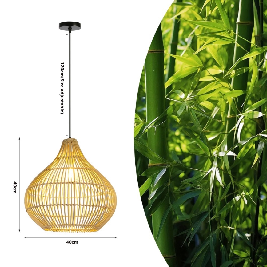 Żyrandol na lince PELO 1xE27/40W/230V śr. 40 cm rattan