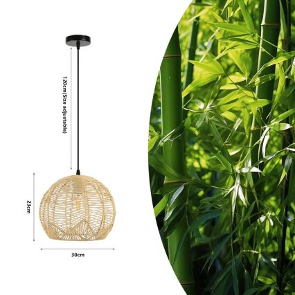 Żyrandol na lince PELO 1xE27/40W/230V śr. 30 cm rattan
