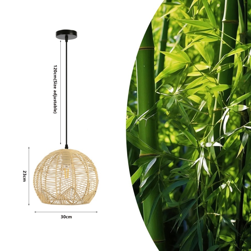 Żyrandol na lince PELO 1xE27/40W/230V śr. 30 cm rattan