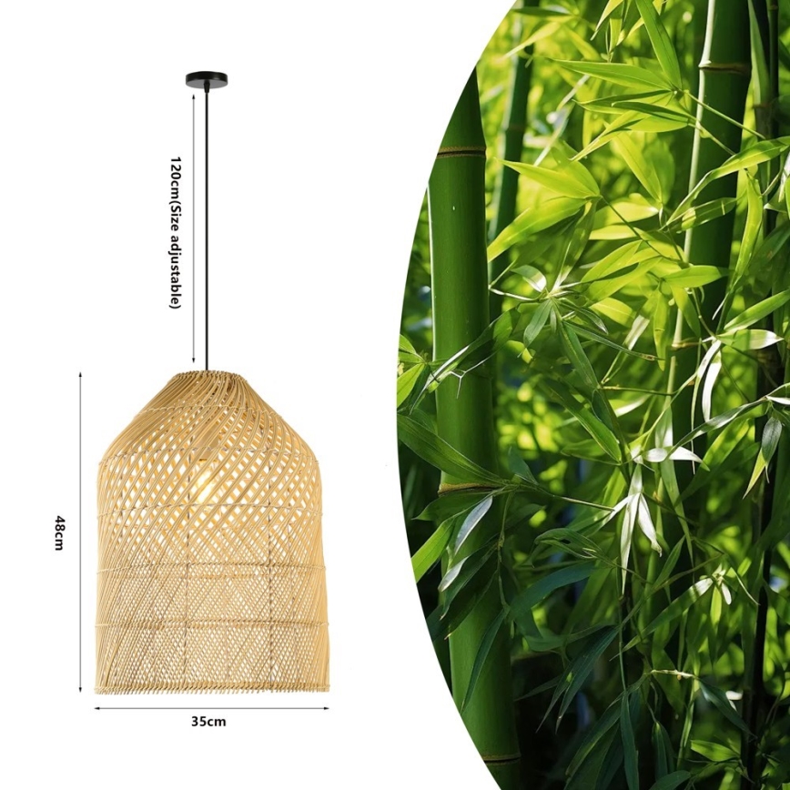 Żyrandol na lince PELO 1xE27/40W/230V śr. 35 cm rattan