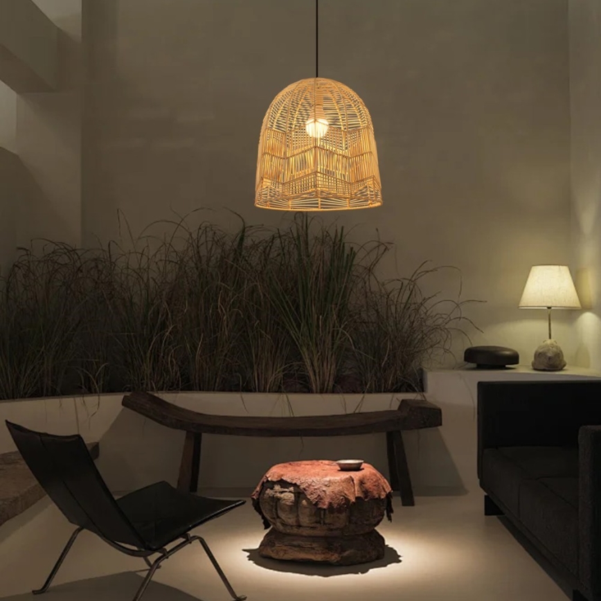 Żyrandol na lince PELO 1xE27/40W/230V śr. 40 cm rattan