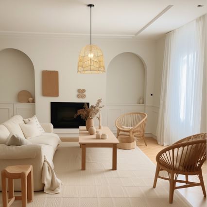 Żyrandol na lince PELO 1xE27/40W/230V śr. 40 cm rattan
