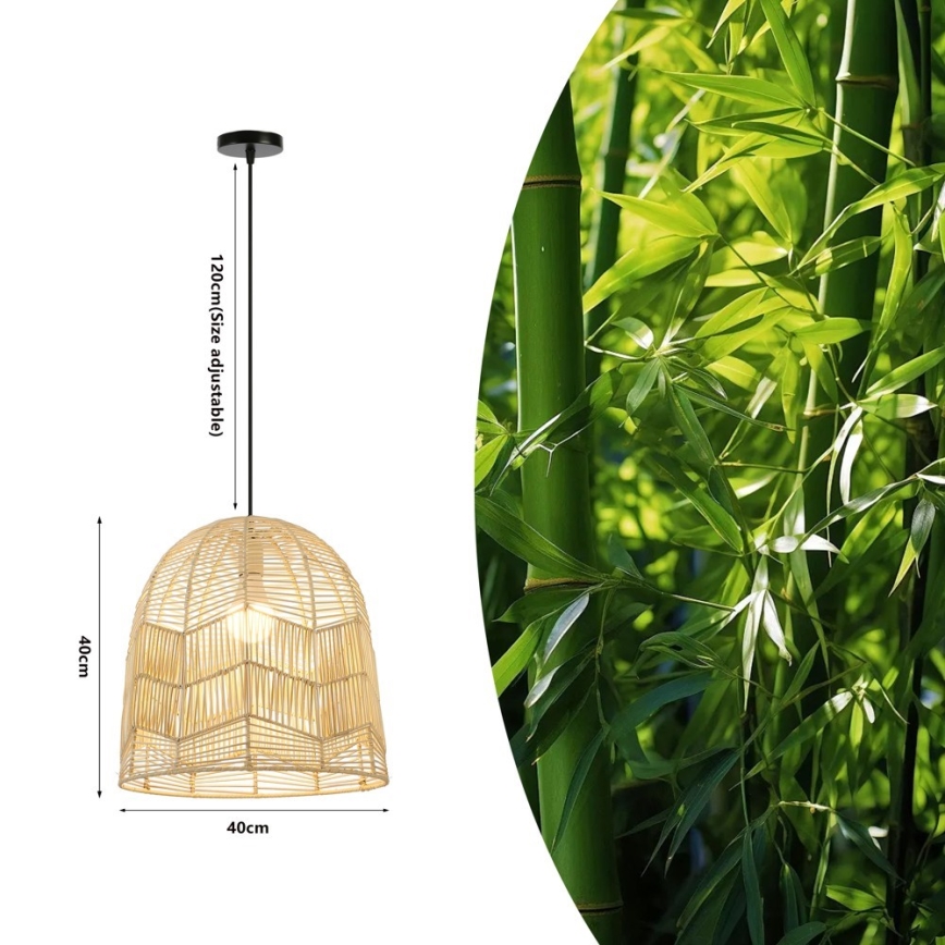 Żyrandol na lince PELO 1xE27/40W/230V śr. 40 cm rattan