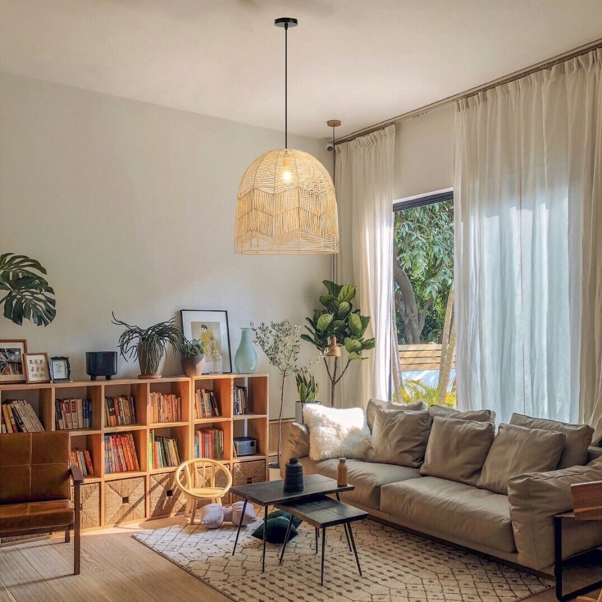 Żyrandol na lince PELO 1xE27/40W/230V śr. 50 cm rattan