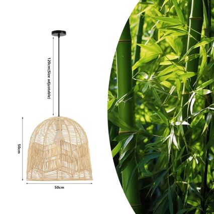 Żyrandol na lince PELO 1xE27/40W/230V śr. 50 cm rattan