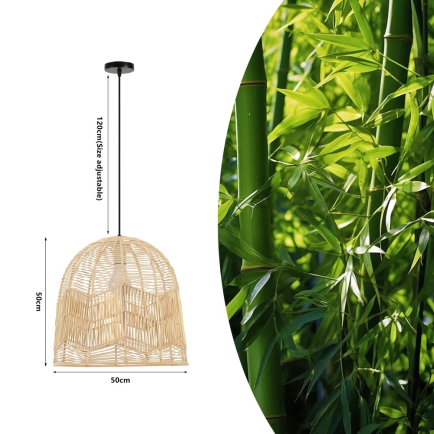 Żyrandol na lince PELO 1xE27/40W/230V śr. 50 cm rattan