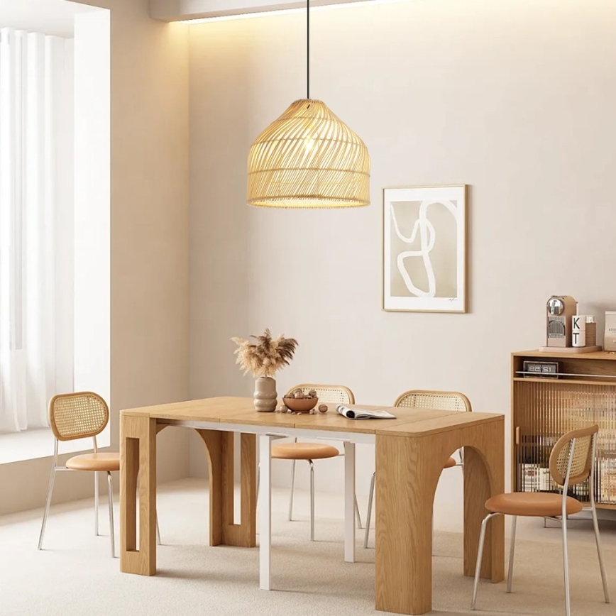 Żyrandol na lince PELO 1xE27/40W/230V śr. 40 cm rattan