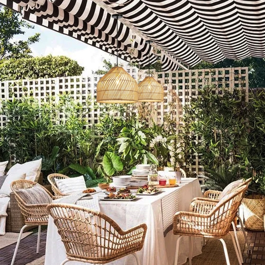Żyrandol na lince PELO 1xE27/40W/230V śr. 40 cm rattan