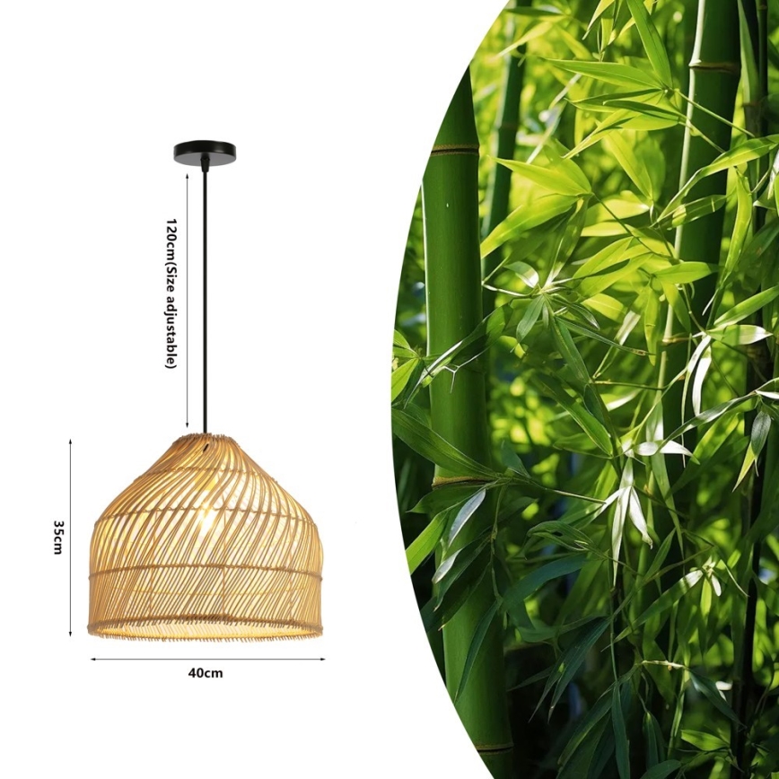 Żyrandol na lince PELO 1xE27/40W/230V śr. 40 cm rattan