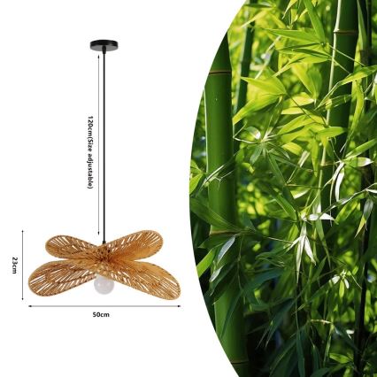 Żyrandol na lince MARIPOSA 1xE27/40W/230V śr. 50 cm juta