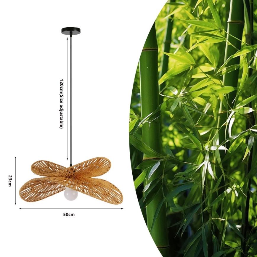 Żyrandol na lince MARIPOSA 1xE27/40W/230V śr. 50 cm juta