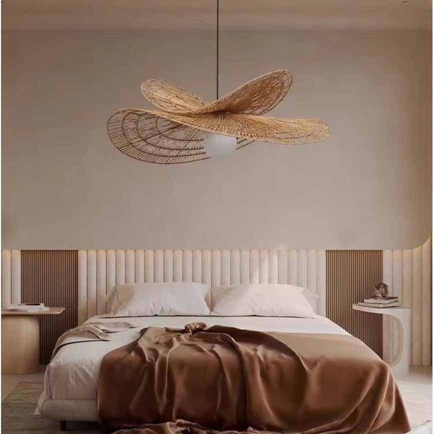 Żyrandol na lince MARIPOSA 1xE27/40W/230V śr. 80 cm juta
