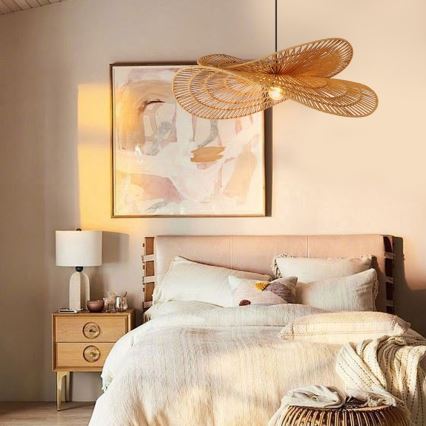Żyrandol na lince MARIPOSA 1xE27/40W/230V śr. 80 cm juta