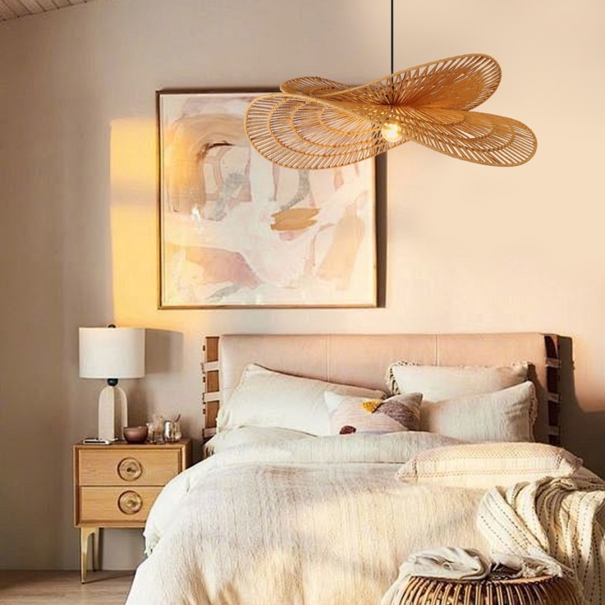 Żyrandol na lince MARIPOSA 1xE27/40W/230V śr. 80 cm juta