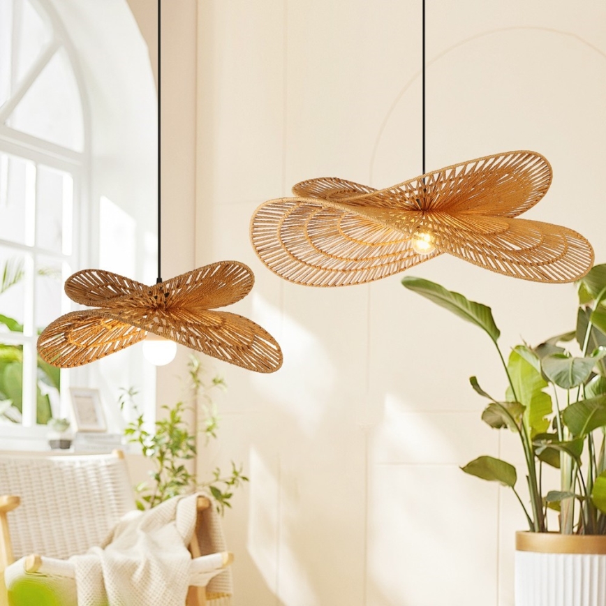Żyrandol na lince MARIPOSA 1xE27/40W/230V śr. 80 cm juta