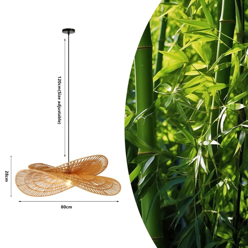 Żyrandol na lince MARIPOSA 1xE27/40W/230V śr. 80 cm juta